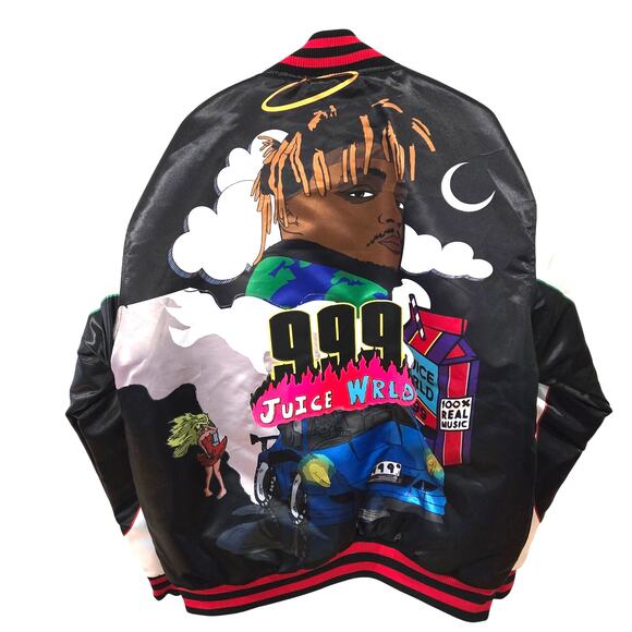 HeadGear Classics Nostalgia Co. Sz 2XL Juice World Black Red Satin Jacket - Picture 6 of 9